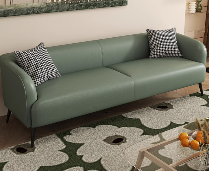 双实 沙发小户型皮艺北欧简约205cm 墨绿色