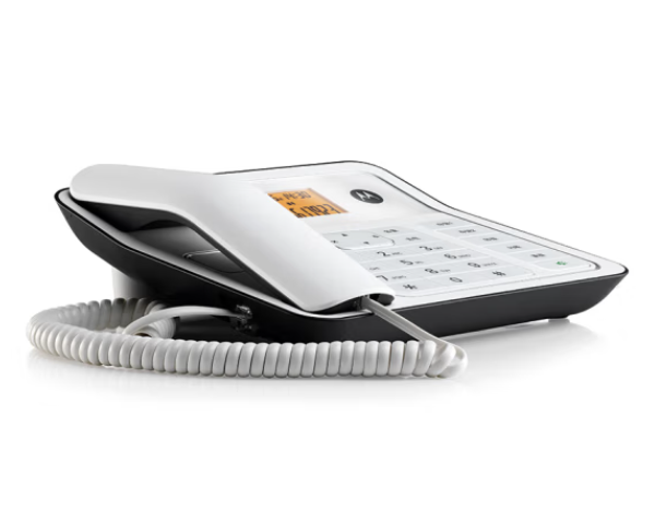 摩托罗拉（Motorola）CT330C固定有绳电话机/座机来电显示橙色背光双接口免电池 白色