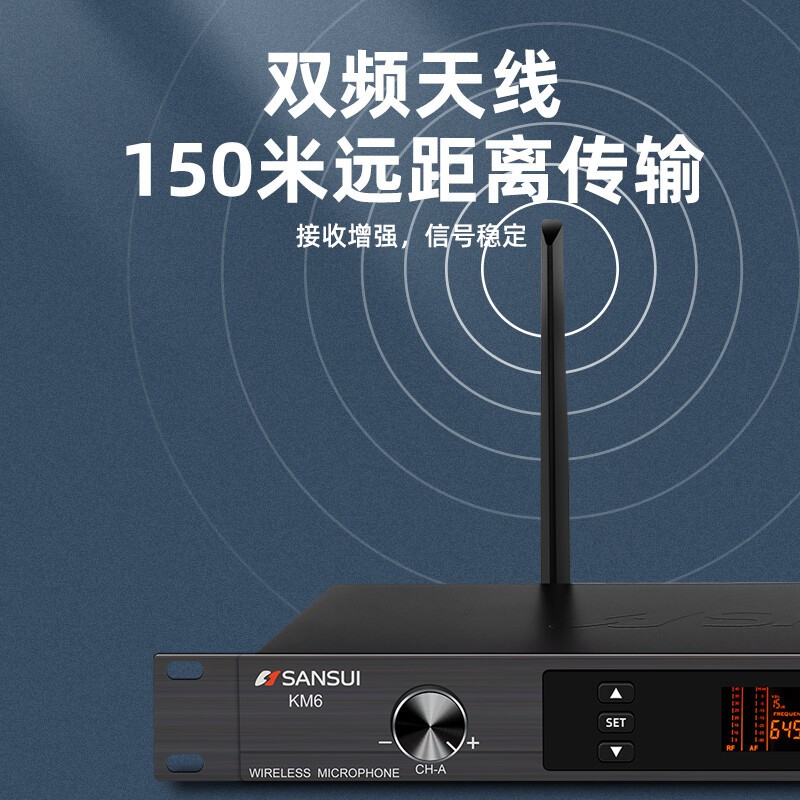 山水（SANSUI）KM6无线话筒一拖二专业教学专用演出麦克风舞台主持KTV家庭卡拉OK家用K歌接收器手持