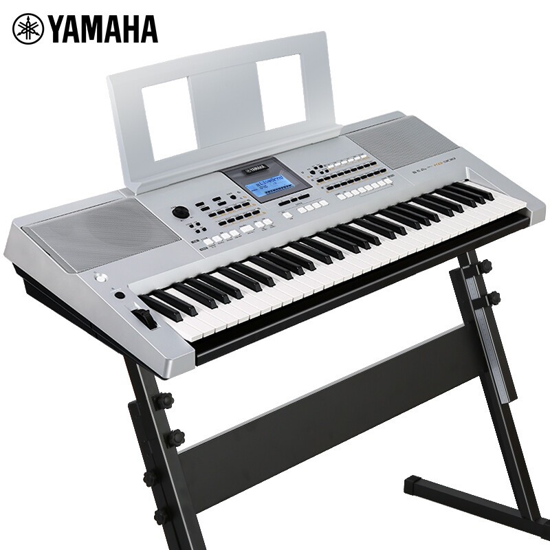 雅马哈（YAMAHA）KB308 电子琴贵族银儿童成年专业演奏教学61键电子琴官方标配+全套配件 银白色 140*404*946mm