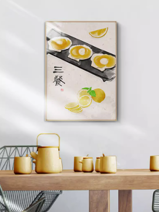 新中式 餐厅装饰画  环保框金色60cm*80cm