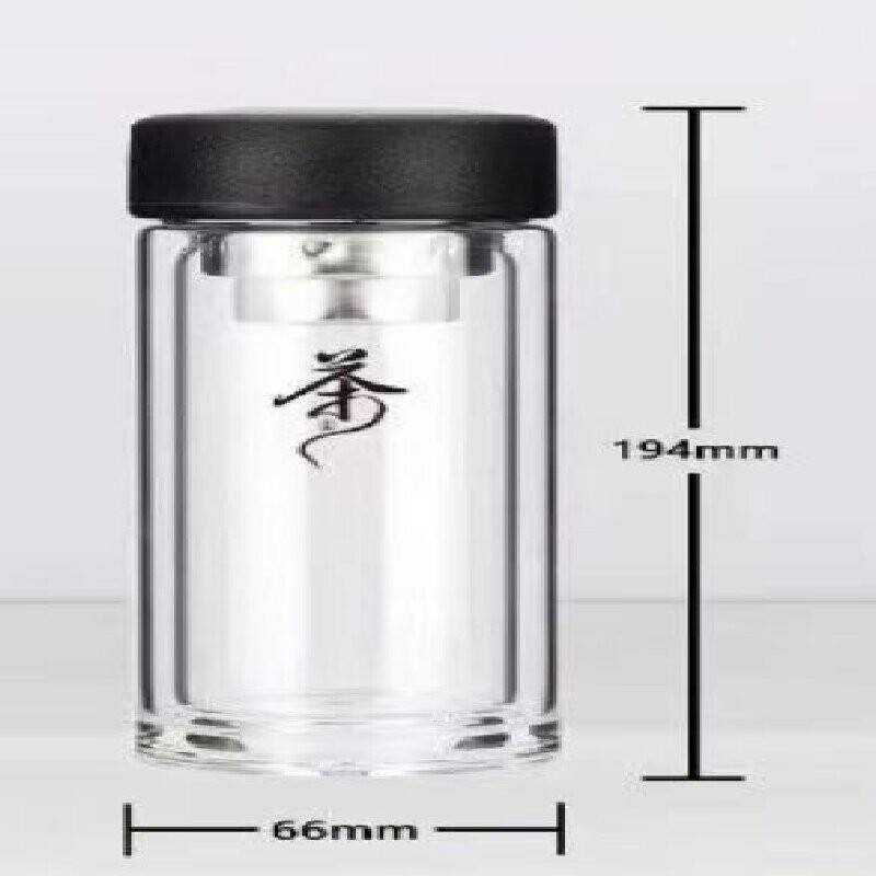 水晶贵族 419-4 水杯 玻璃杯带盖便携透明双层 加厚大容量耐热泡茶水杯子 送货上门