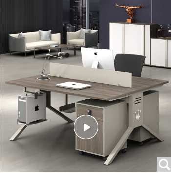 YIXNI 时尚钢架职员办公桌椅简约现代2人工位1.2米双人位办公桌带活动柜含安装