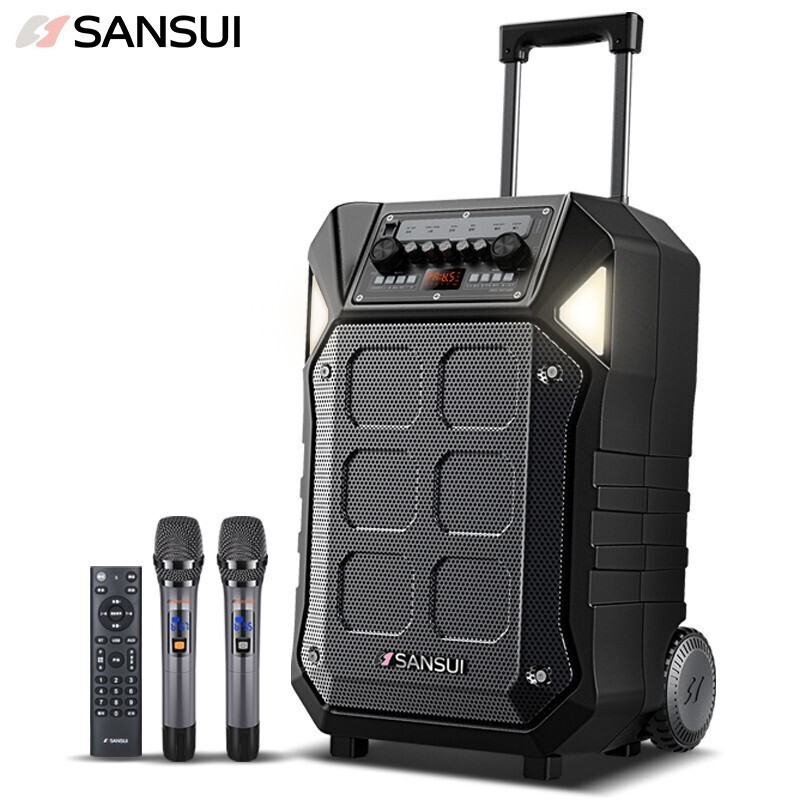 山水 SANSUI D15 15英寸户外广场舞拉杆音响  带无线麦克风  +5年全保修+三年免费换新